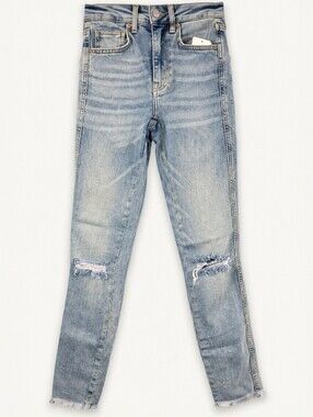 Free People We The Free Distressed Raw Hem Jeans 24 Soft Grunge NWT